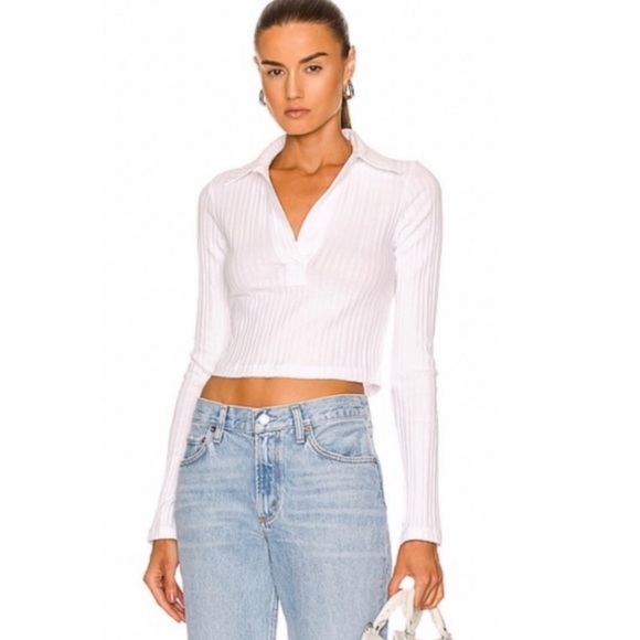 Helmut Lang Long Sleeve Crop Polo. - Picture 1 of 6